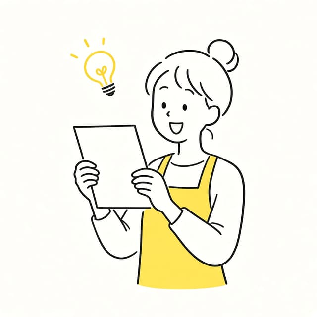 書類を読んで「これ使えるかも」と気づいた人のイラスト